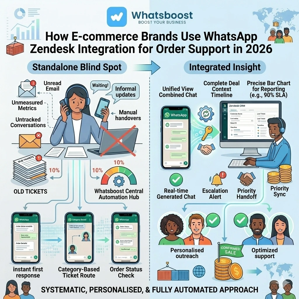 How E-commerce Brands Use WhatsApp Zendesk Integration for Order Support in 2026 | Whatsboost