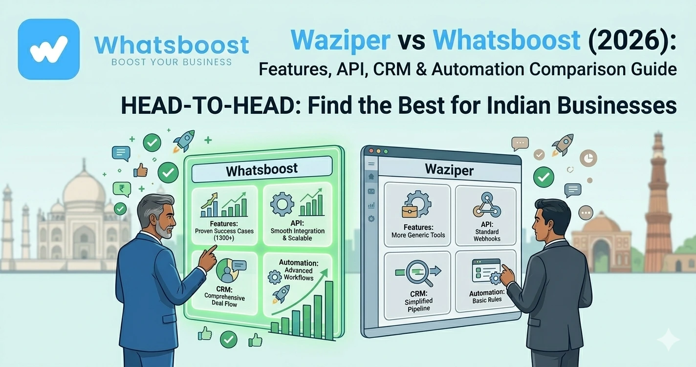 Waziper vs WhatsBoost (2026): Features, API, CRM & Automation Comparison Guide