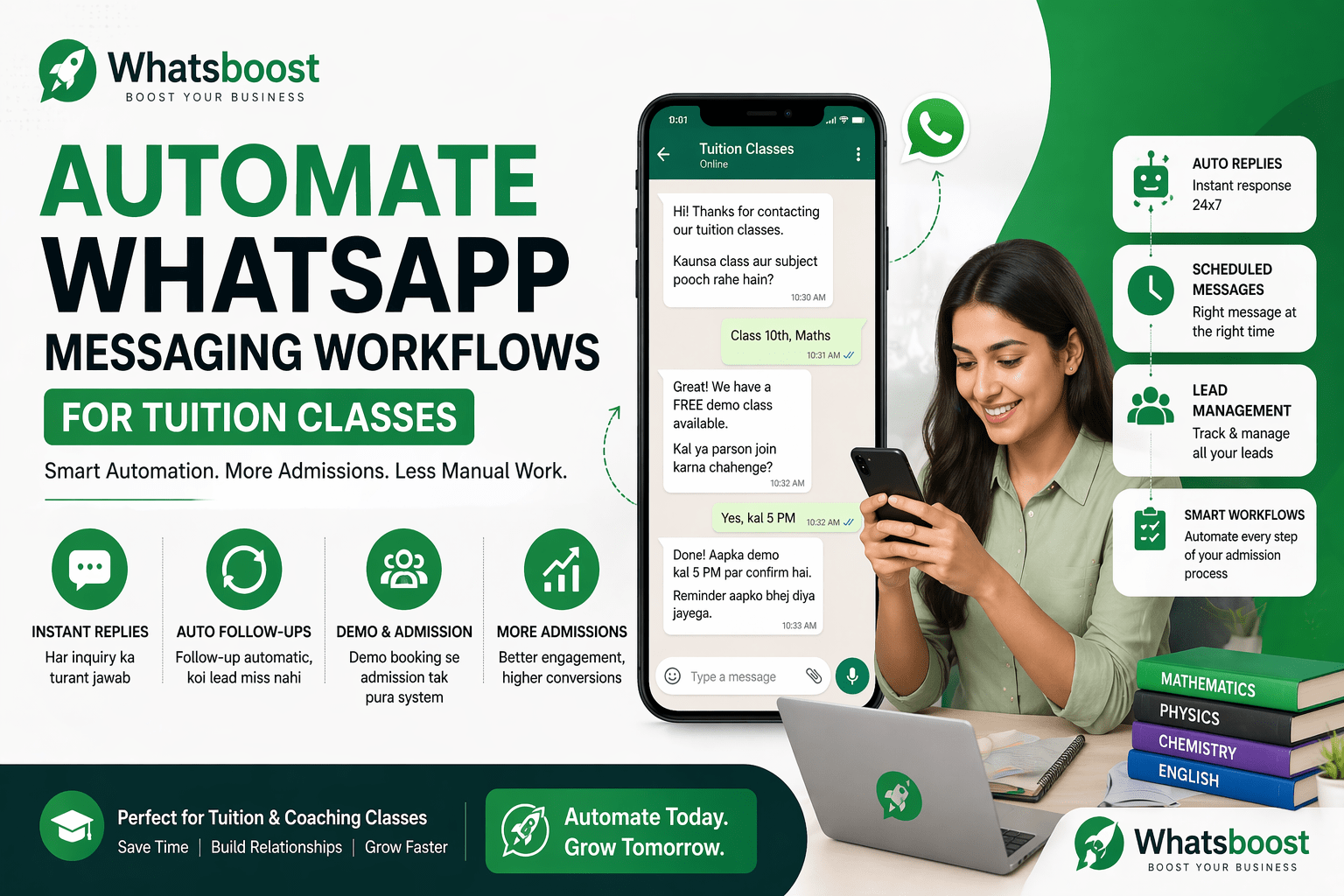 Tuition Classes ke liye WhatsApp Messaging Automation Kaise Kare (Complete Workflow Guide)