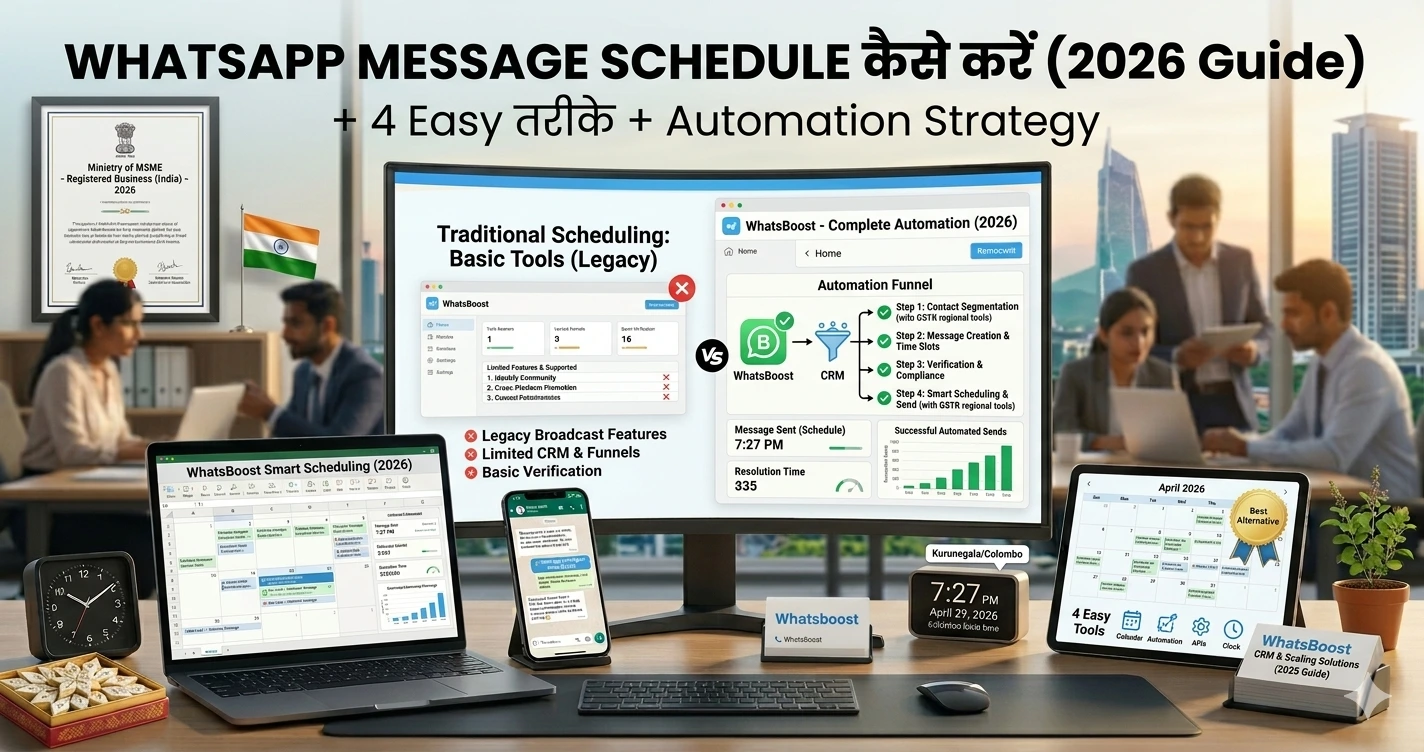 WhatsApp Message Schedule कैसे करें (2026 Guide): 4 Easy तरीके + Automation Strategy