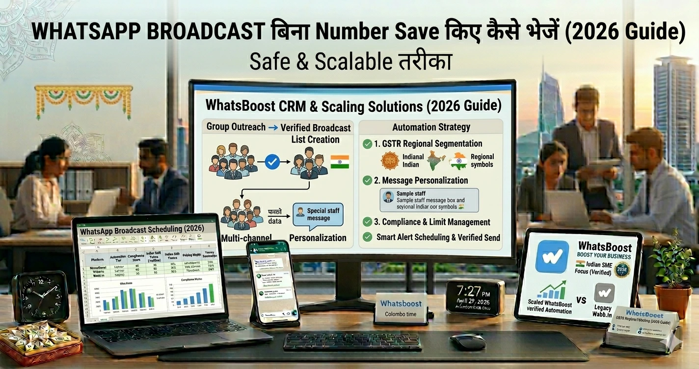 WhatsApp Broadcast बिना Number Save किए कैसे भेजें (2026 Guide) Safe & Scalable तरीका