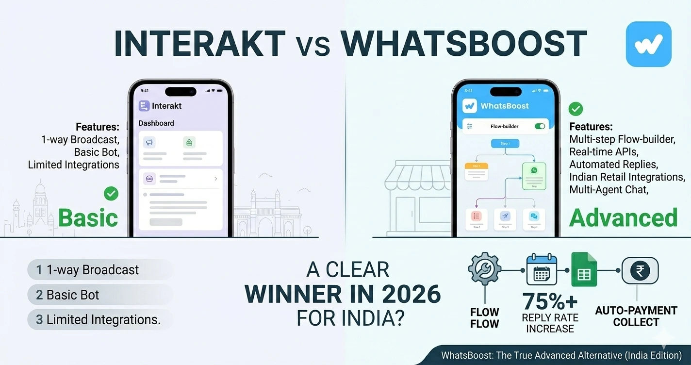 Interakt vs WhatsBoost: Best Interakt Alternative for Advanced WhatsApp Automation in 2026