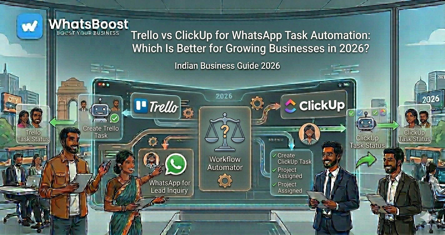 Trello vs ClickUp for WhatsApp Task Automation: Which Is Better for Growing Businesses in 2026?