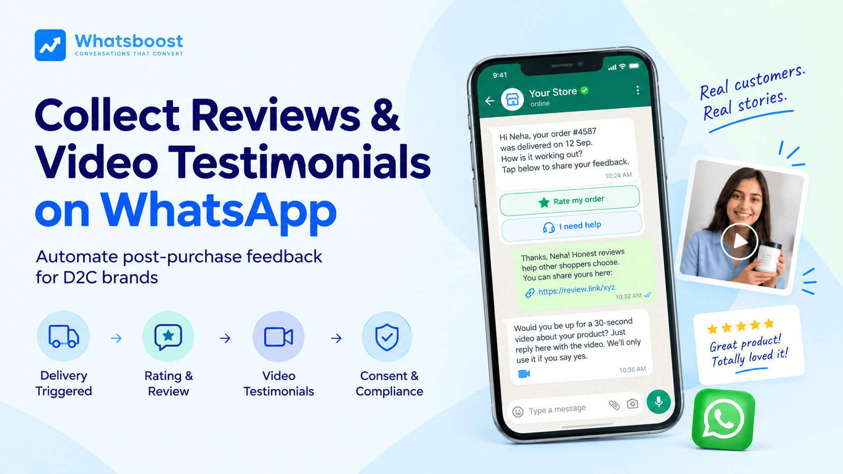 How to Automate Product Review and Video Testimonial Collection on WhatsApp After Delivery